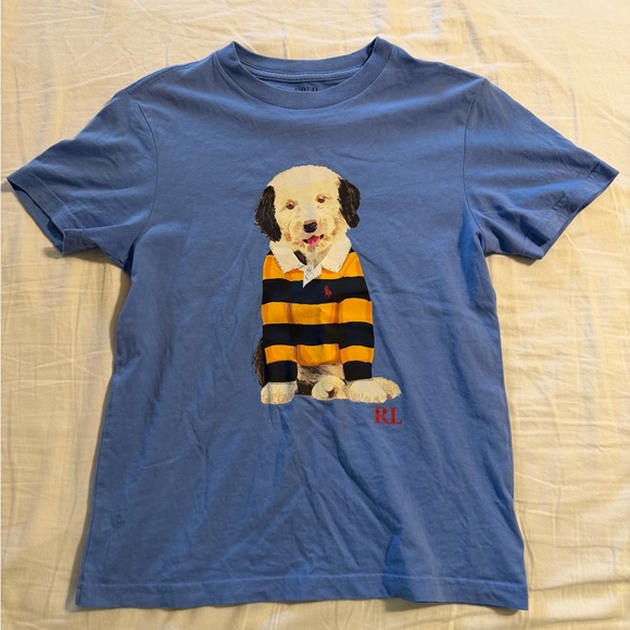 Polo Ralph Lauren Boys 8 Blue Rugby Dog Graphic Print Crew-Neck T-Shirt Preppy - Picture 6 of 6
